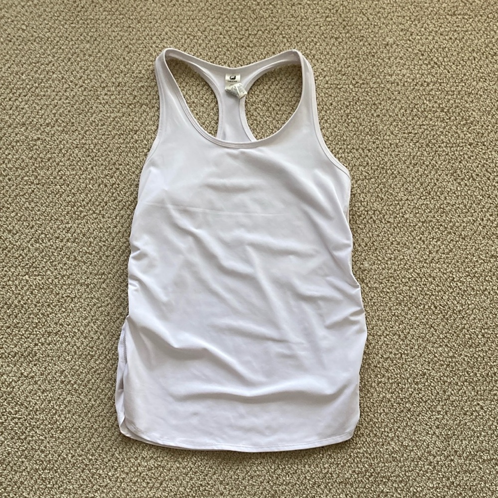 Fabletics White Tank Top Racerback Shirt Mesh Sides Size XS Activewear VEUC